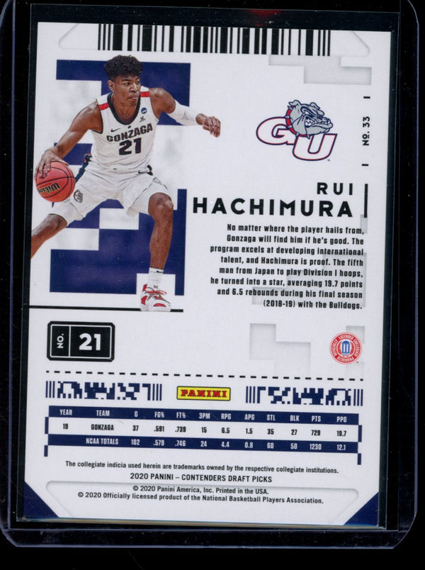 Rui Hachimura 2020 Panini Contenders Draft Picks Purple RC 49/99