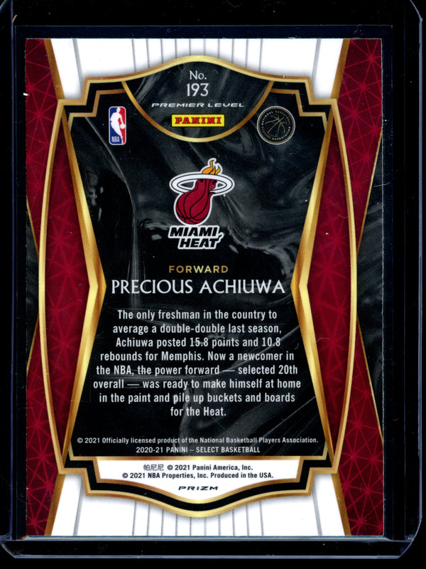 Precious Achiuwa  2021 Panini Select Scope Premier Level RC