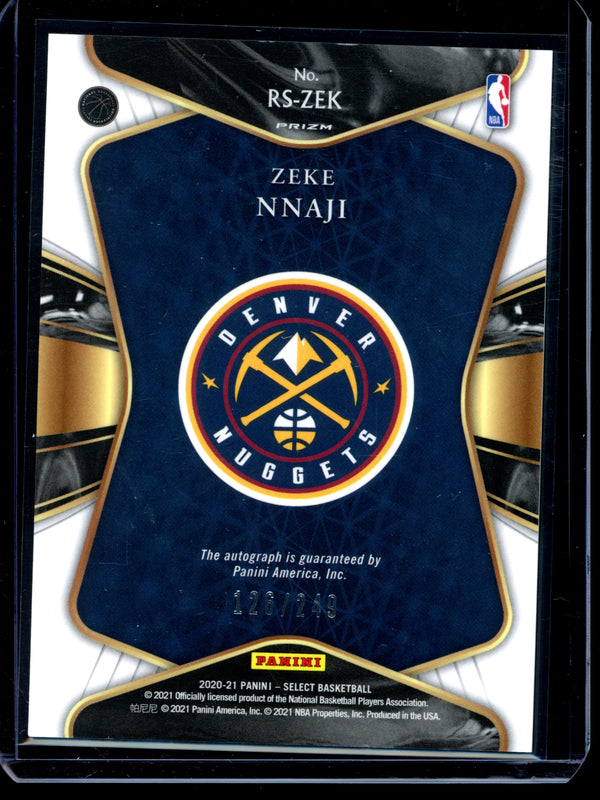 Zeke Nnaji 2021 Panini Select Silver Rookie Signature RC 126/249
