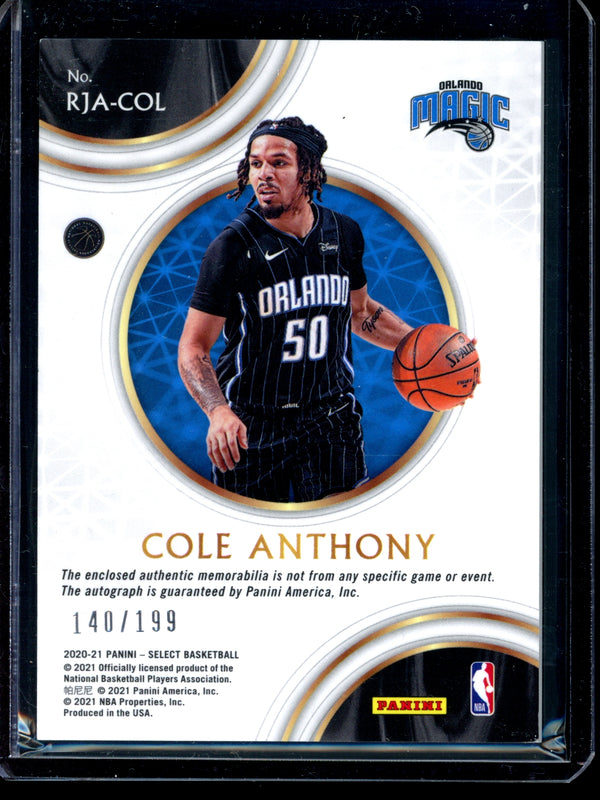 Cole Anthony 2021 Panini Select RPA RC 140/199