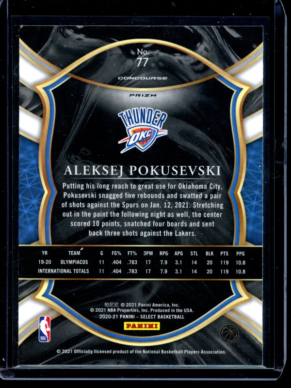 Aleksej Pokusevski 2021 Panini Select Red/White/Blue Wave Concourse RC