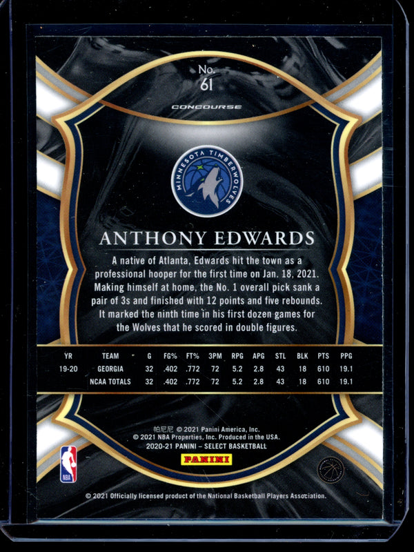 Anthony Edwards 2021 Panini Select Concourse RC