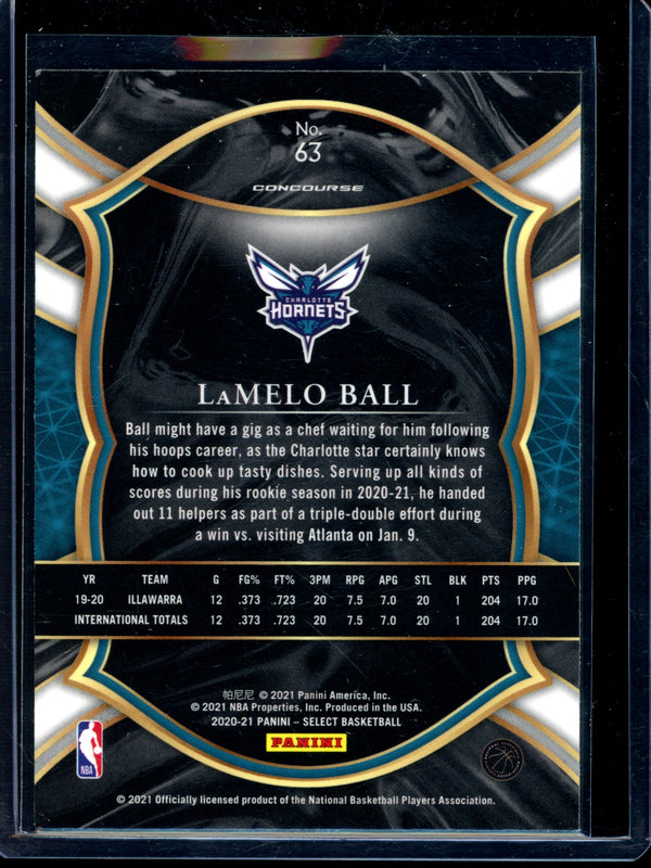 Lamelo Ball 2021 Panini Select Concourse RC