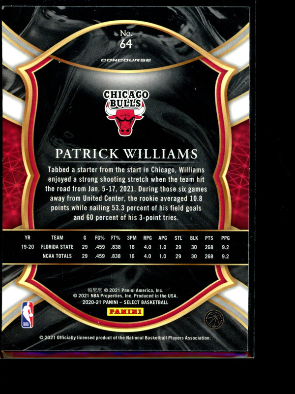 Patrick Williams 2021 Panini Select Concourse RC