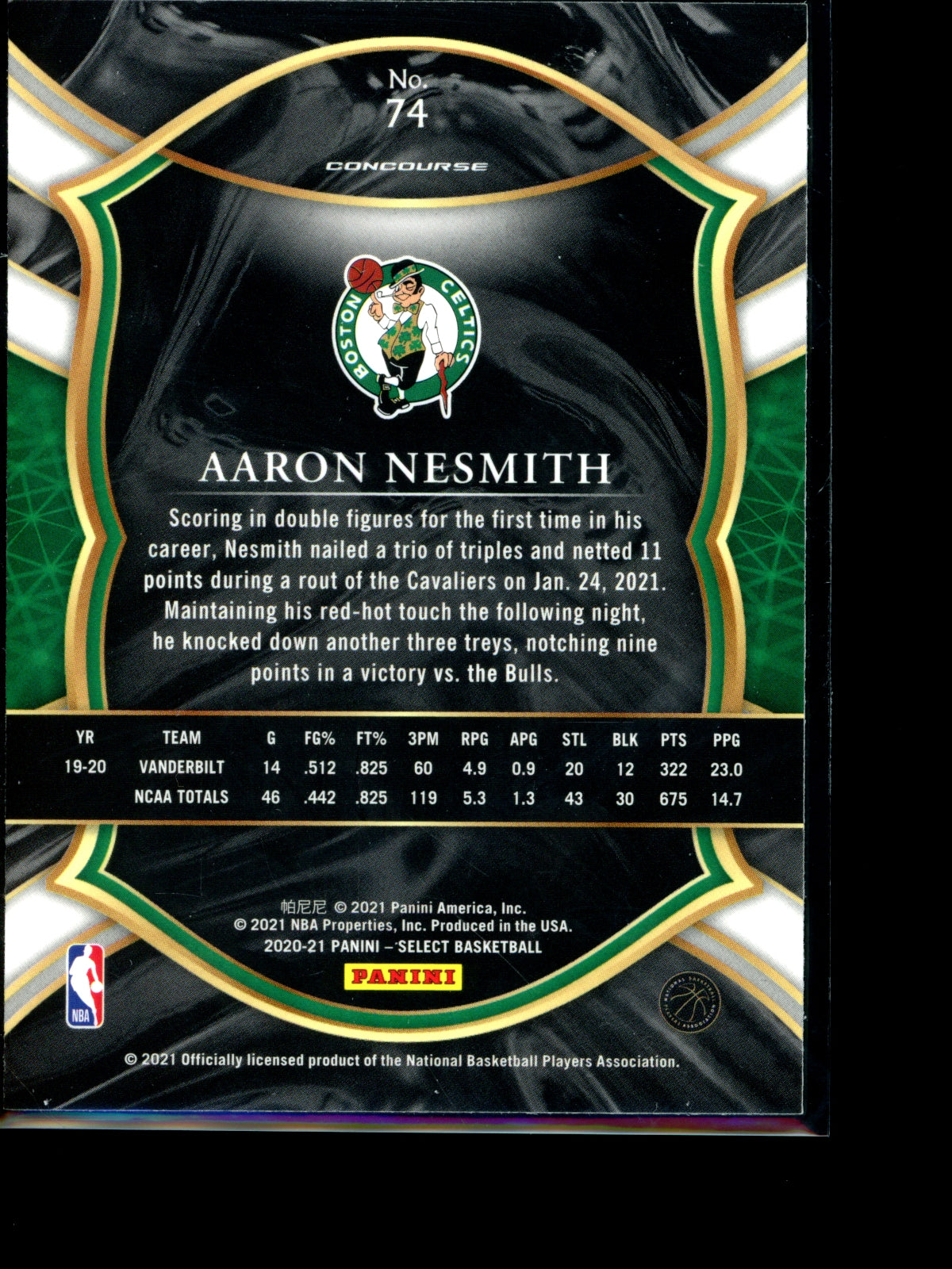 Aaron Nesmith 2021 Panini Select Concourse RC