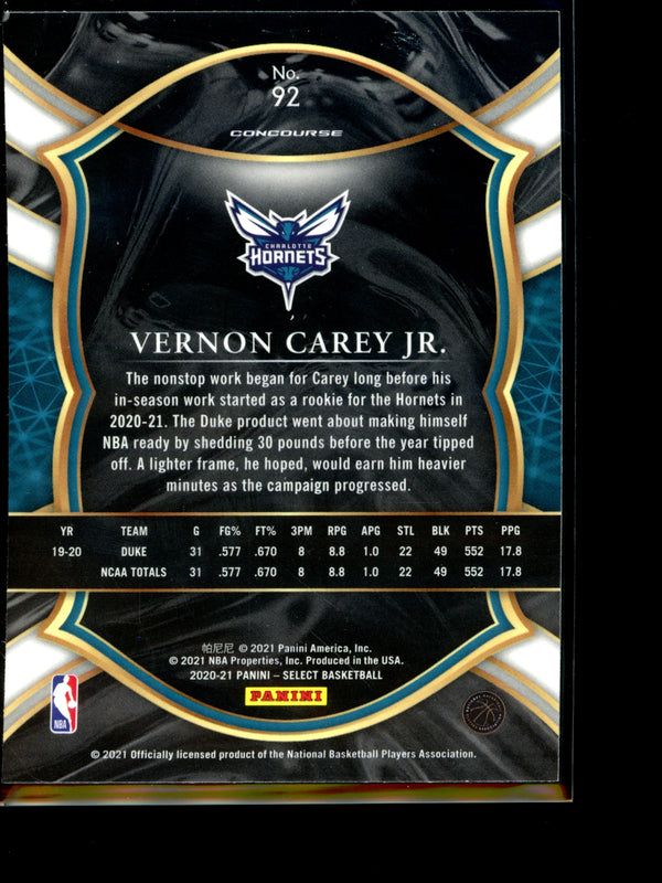 Vernon Carey Jr 2021 Panini Select Concourse RC