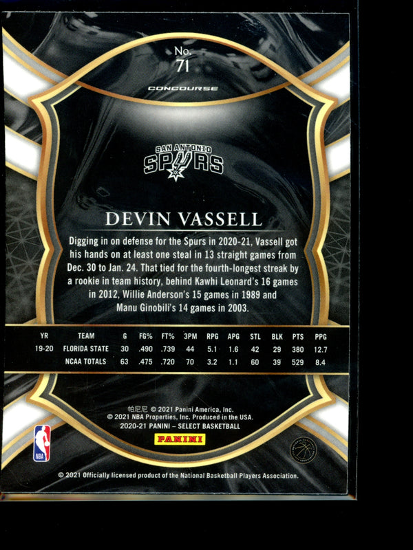 Devin Vassell 2021 Panini Select Concourse RC