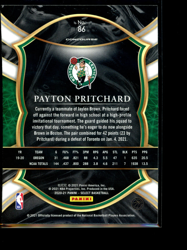 Payton Pritchard 2021 Panini Select Concourse RC