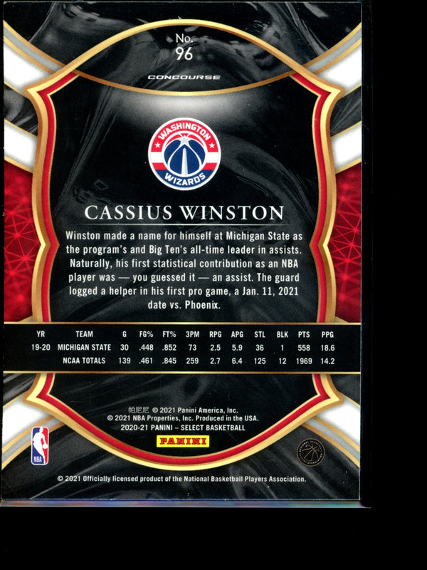 Cassius Winston 2021 Panini Select Concourse RC