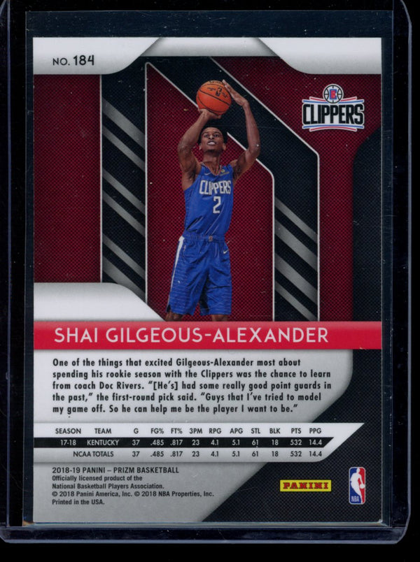 Shai Gilgeous-Alexander 2018-19 Panini Prizm RC