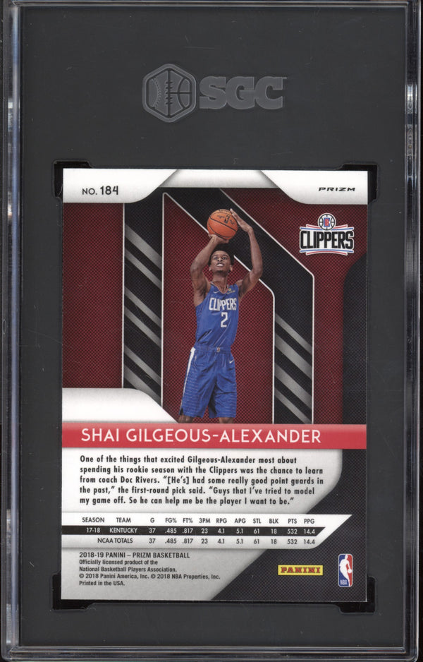 Shai Gilgeous-Alexander 2018/19 Panini Prizm Green  RC SGC 9.5