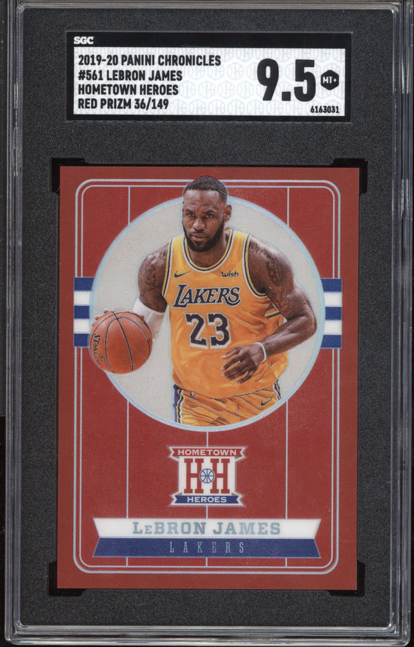 LeBron James 2019/20 Panini Chronicles Red Hometown Heroes 36/149 SGC 9.5