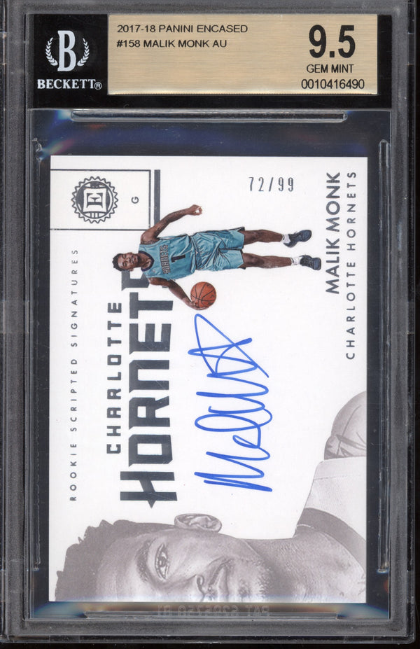 Malik Monk 2017/18 Panini Scripted Signatures RC 72/99 BGS  9.5 / 10