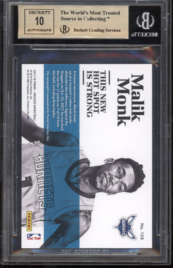 Malik Monk 2017/18 Panini Scripted Signatures RC 72/99 BGS  9.5 / 10