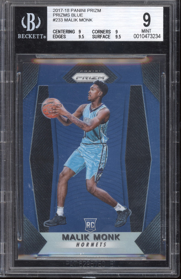 Malik Monk 2017/18 Panini Prizm Blue RC 124/199 BGS 9