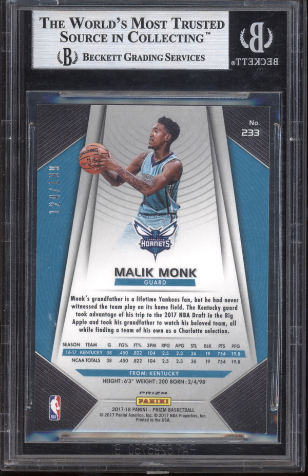 Malik Monk 2017/18 Panini Prizm Blue RC 124/199 BGS 9