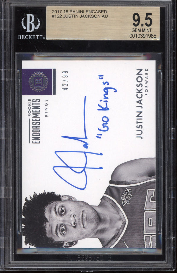 Justin Jackson 2017/18 Panini Endorsements Auto RC 42/99 BGS 9.5 / 10