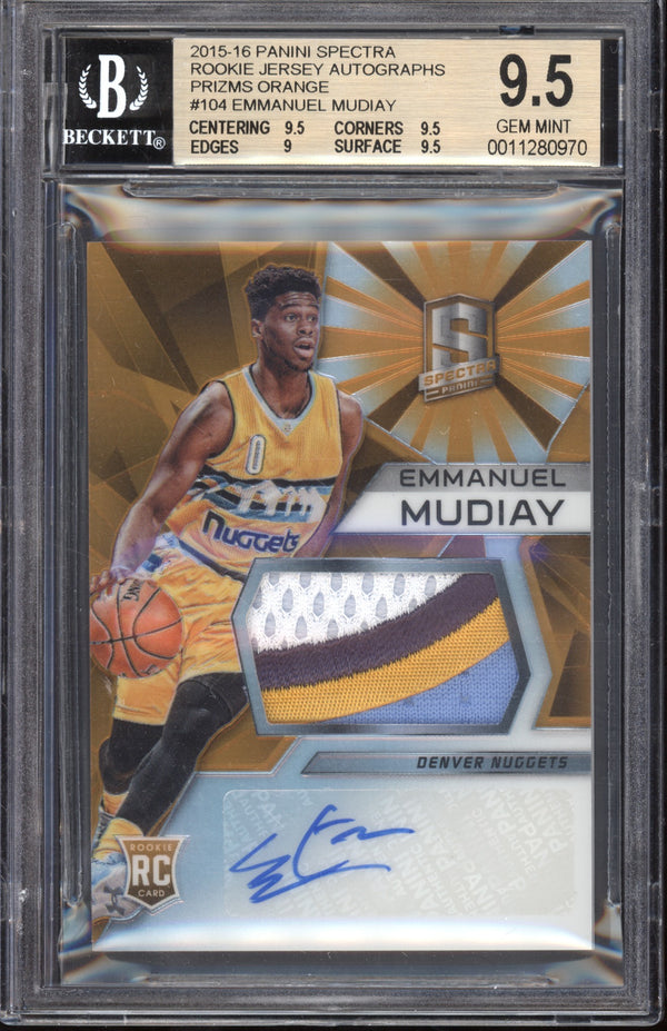 Emmanuel Mudiay 2015/16 Panini Spectra RPA Orange Prizm RC 15/25 BGS 9.5 / 10