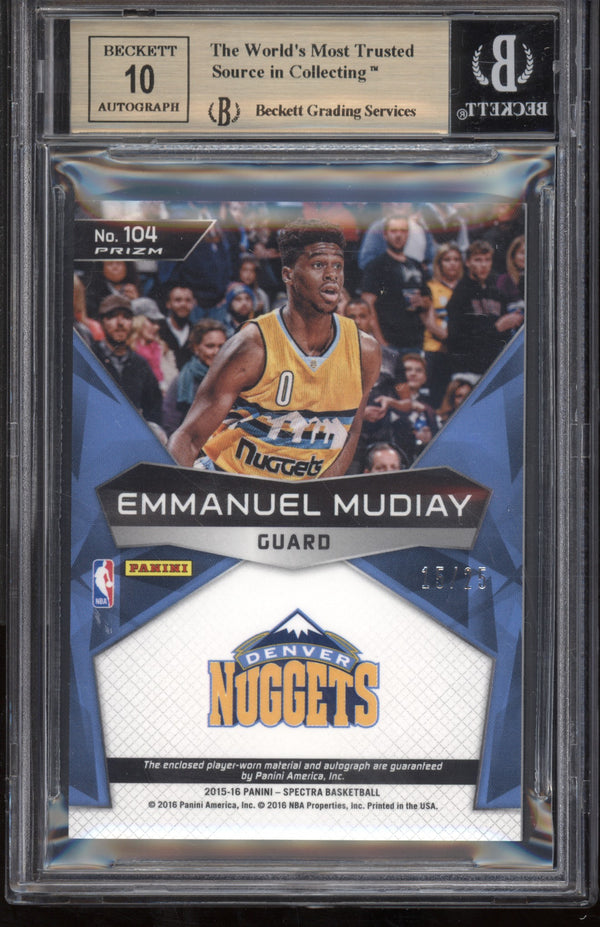 Emmanuel Mudiay 2015/16 Panini Spectra RPA Orange Prizm RC 15/25 BGS 9.5 / 10