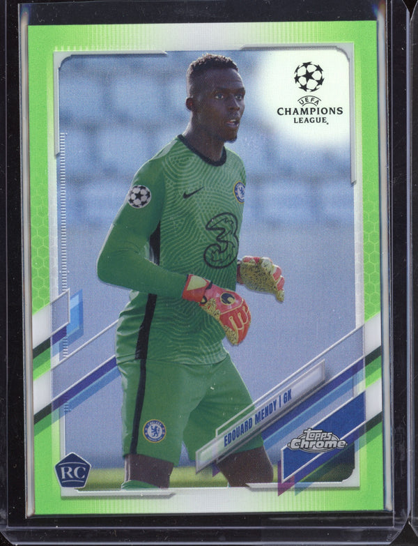 Edouard Mendy 2020-21 Topps  Chrome UEFA Champions League Neon Green Refractor RC 63/99