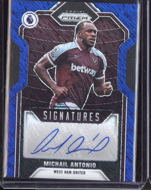 Michail Antonio 2021-22 Panini Prizm Premier League Blue Shimmer Signatures