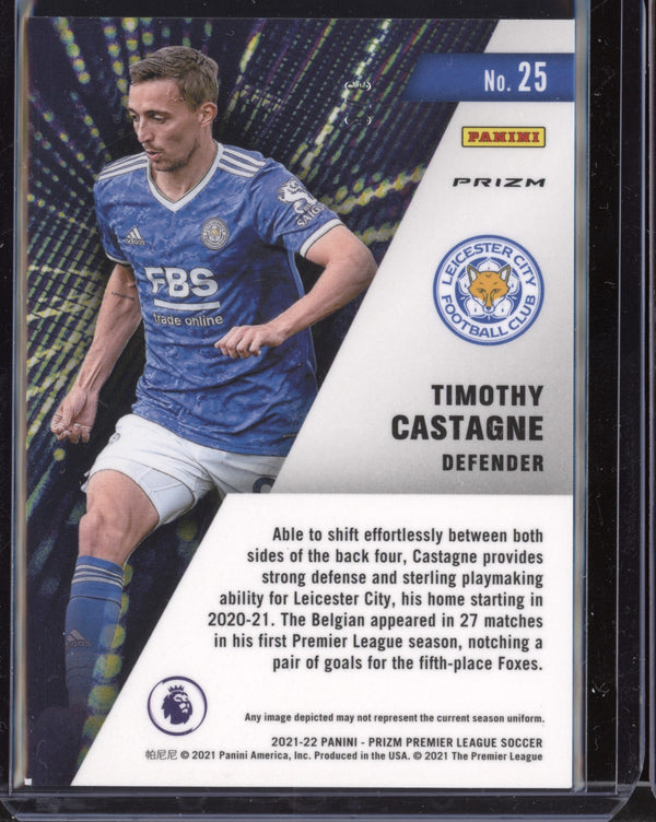 Timothy Castagne 2021-22 Panini Prizm Premier League Impact Blue Shimmer 3/8