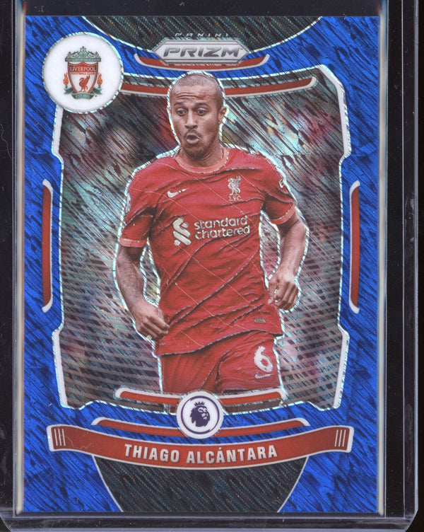 Thiago Alcantara 2021-22 Panini Prizm Premier League Blue Shimmer 7/8