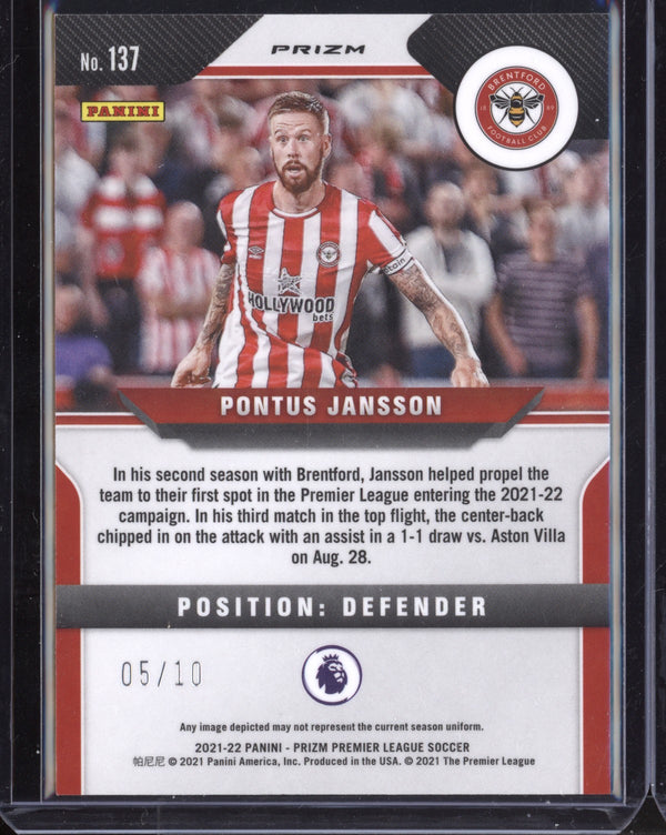 Pontus Jansson 2021-22 Panini Prizm Premier League Gold 05/10