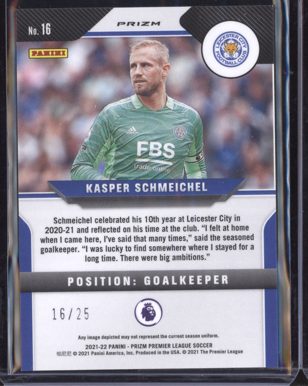 Kasper Schmeichel 2021-22 Panini Prizm Premier League Orange 16/25