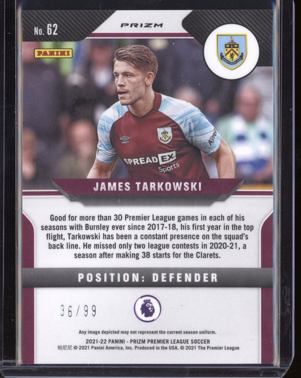 James Tarkowski 2021-22 Panini Prizm Premier League Purple 36/99