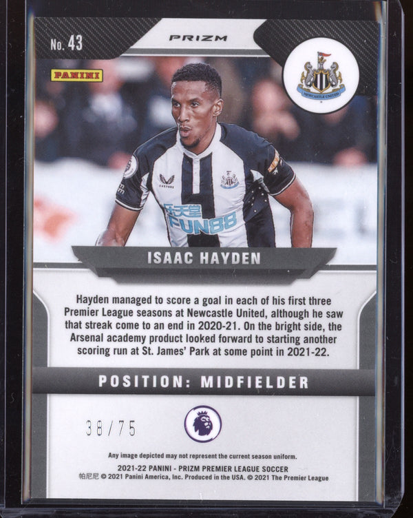 Isaac Hayden 2021-22 Panini Prizm Premier League Blue Ice Prizm 38/75