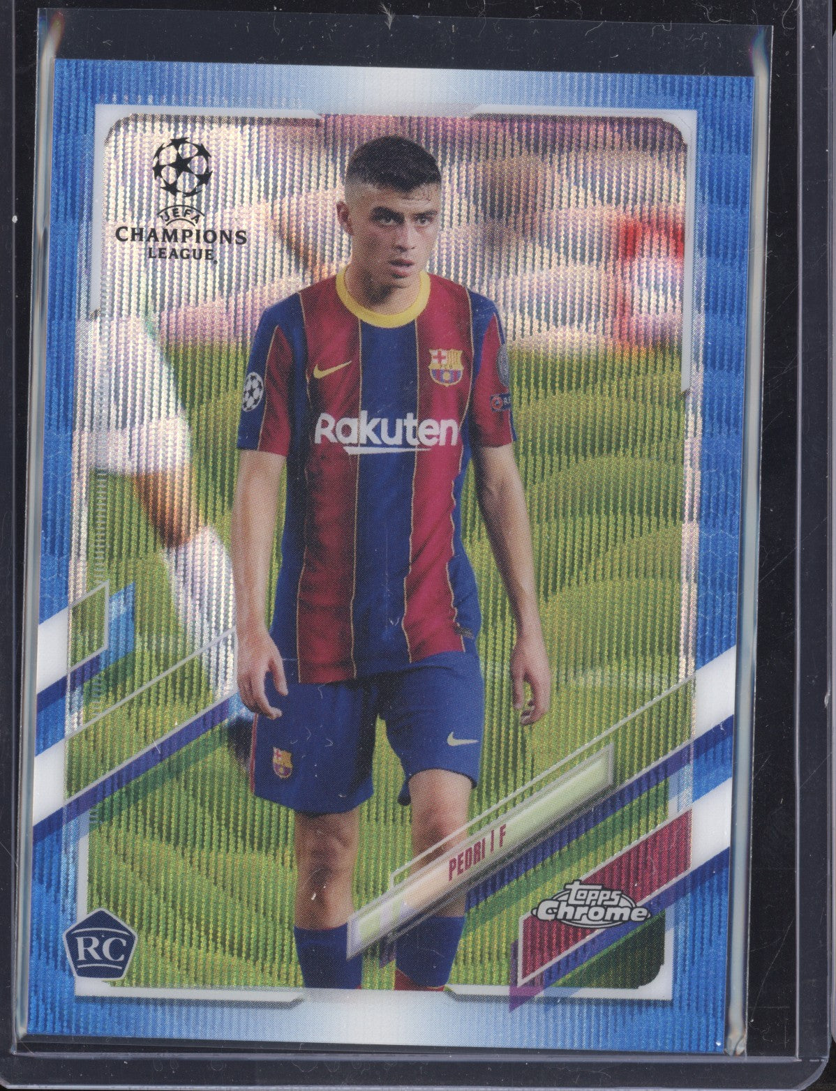 Pedri 2020-21 Topps Chrome UEFA Champions League Blue Wave