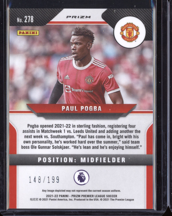 Paul Pogba 2021-22 Panini Prizm Premier League Red Prizm 148/199