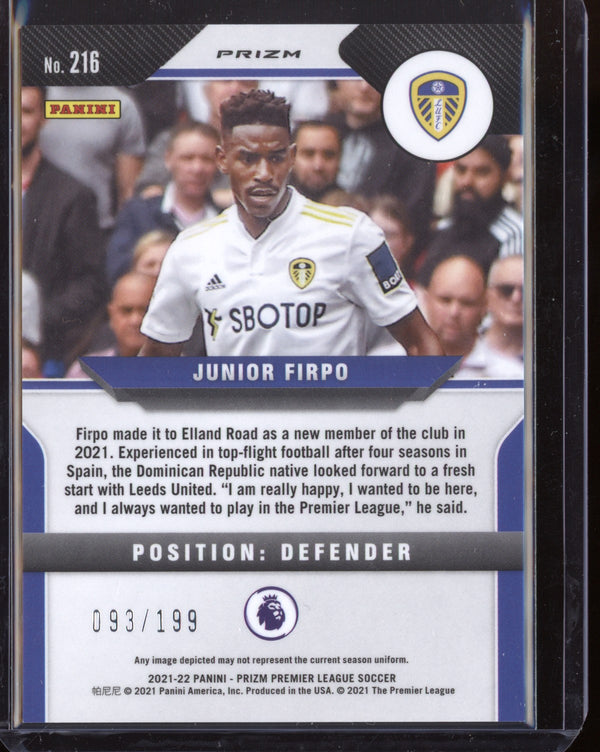 Junior Firpo 2021-22 Panini Prizm Premier League Red Prizm 93/199