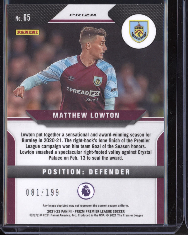 Matthew Lowton 2021-22 Panini Prizm Premier League Red Prizm 81/199