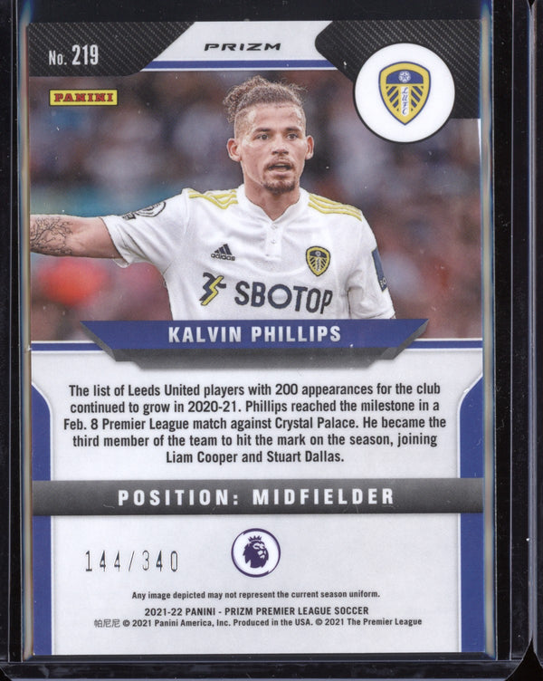 Kalvin Phillips 2021-22 Panini Prizm Premier League Blue Prizm 144/340