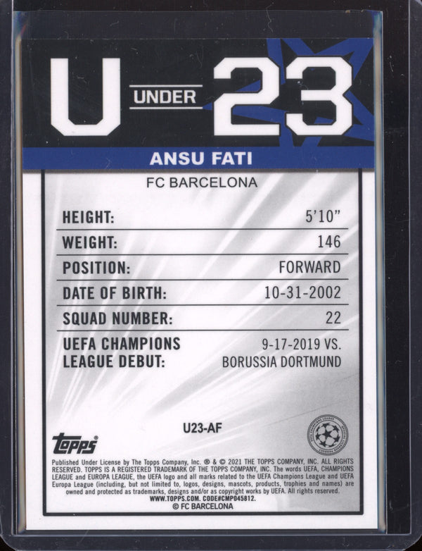 Ansu Fati 2020-21 Topps  Merlin UEFA Champions League U23 Stars