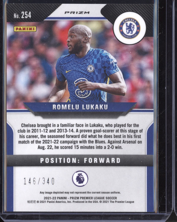 Romelu Lukaku 2021-22 Panini Prizm Premier League Blue Prizm 146/340