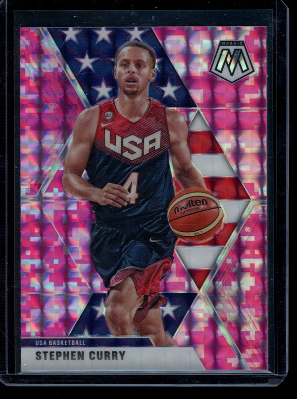 Stephen Curry 2019-20 Panini Mosaic Pink Camo