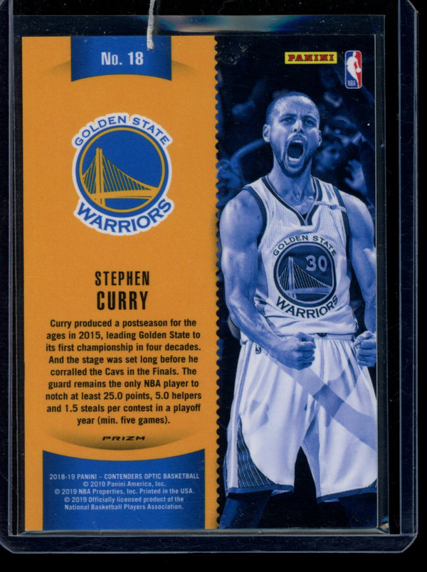 Stephen Curry 2018-19 Panini Contenders Optic Blue Cracked Ice