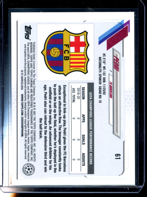 Pedri 2021 Topps  Chrome UCL RC