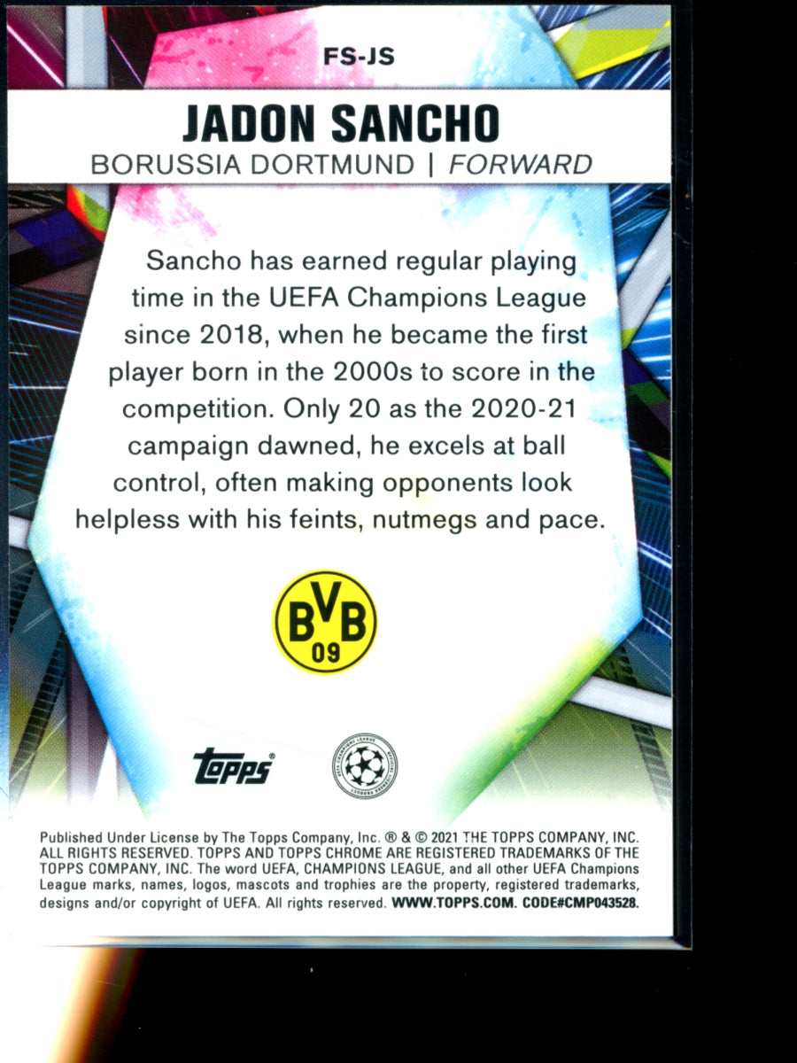 Jadon Sancho 2021 Topps  Chrome UCL Future Stars