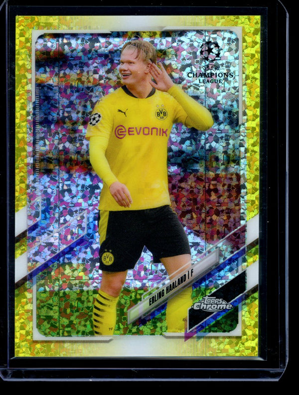 Erling Haaland 2021 Topps  Chrome UCL Yellow Speckle Refractor 259/299