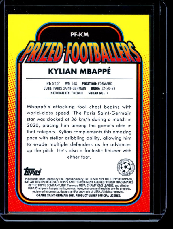 Kylian Mbappe 2021 Topps  Finest Prized Footballers