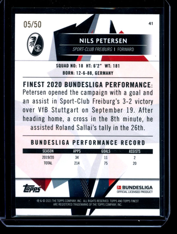 Nils Petersen 2021 Topps  Finest Gold Refractor 05/50