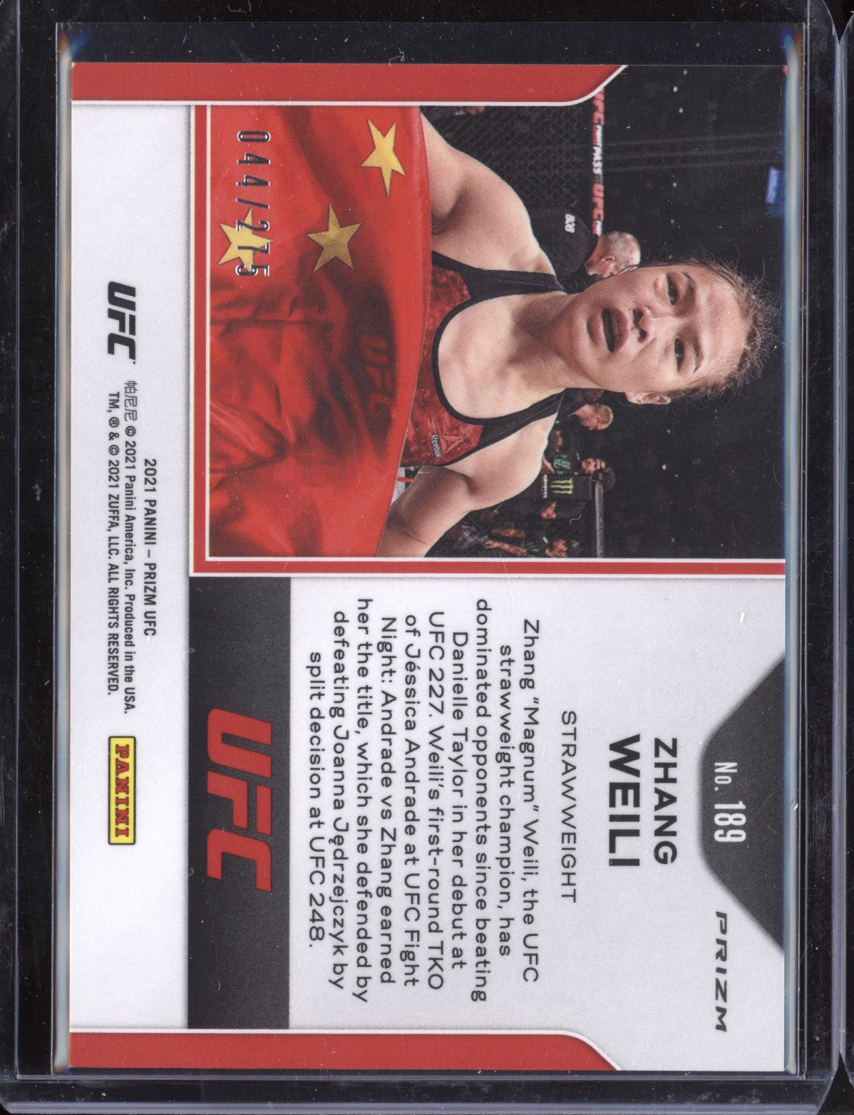 Zhang Weili 2021 Panini Prizm UFC Red Prizm 044/275