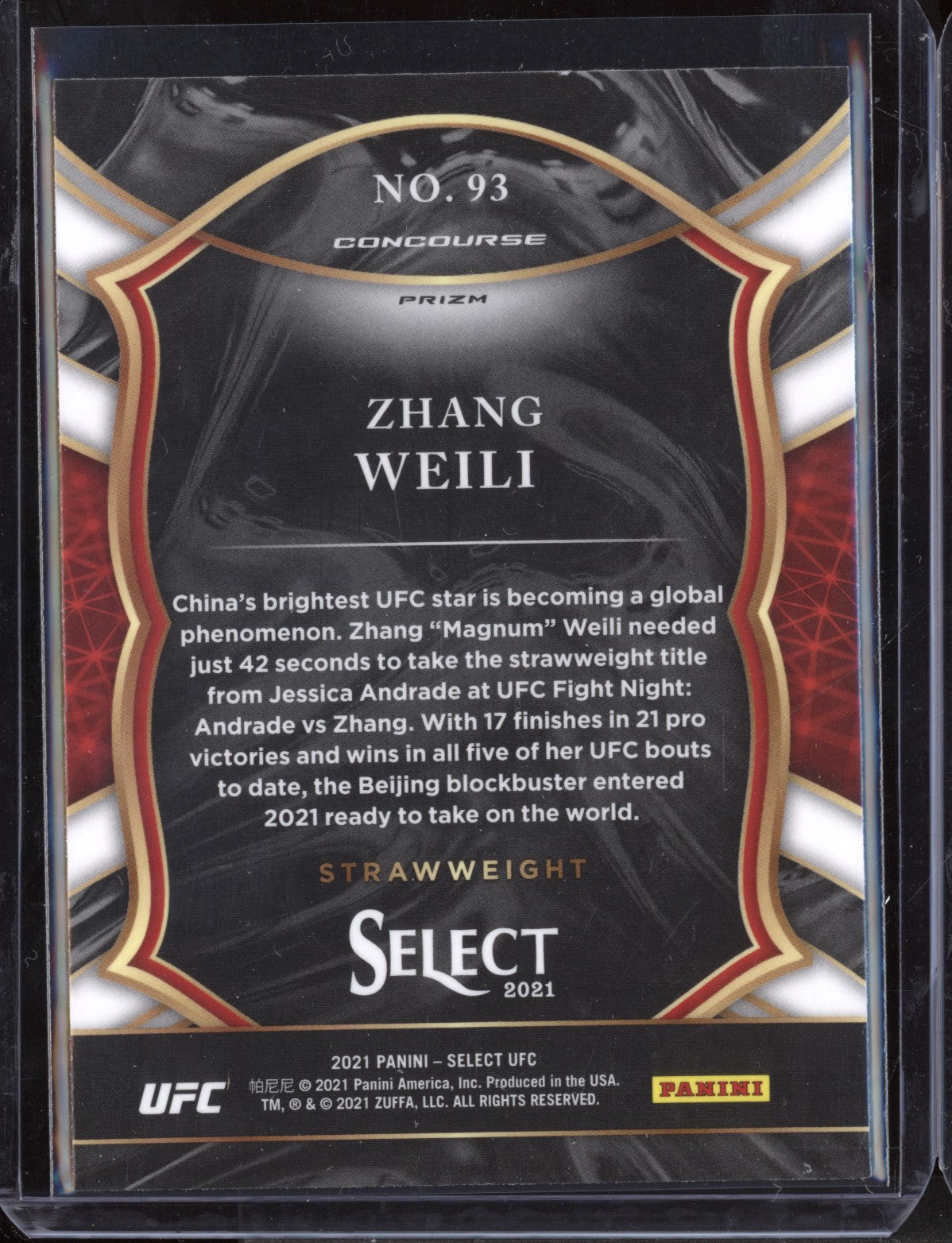 Zhang Weili 2021 Panini Select UFC Concourse Silver Prizm