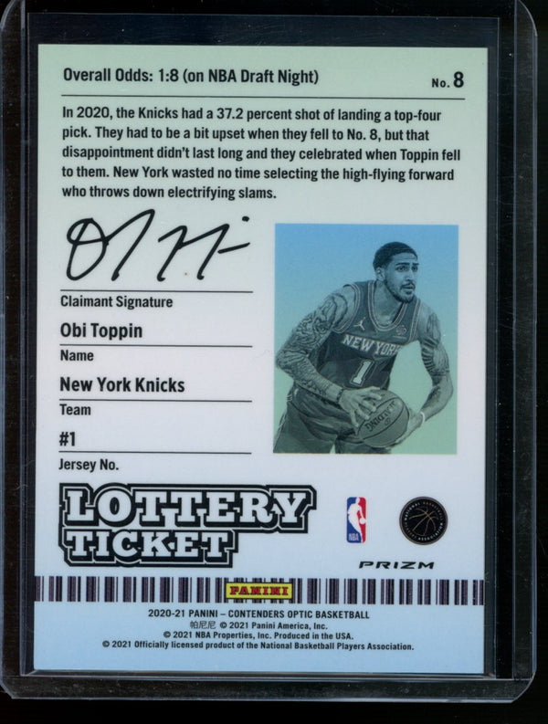 Obi Toppin 2020-21 Panini Contenders Optic Lottery Ticket Cracked Ice