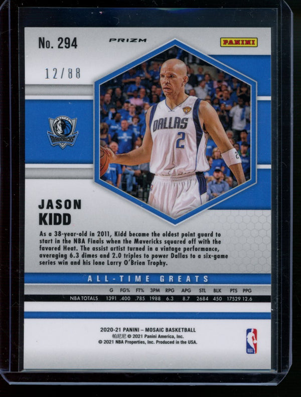 Jason Kidd 2020-21 Panini Mosaic Fusion Red and Yellow Choice 12/88