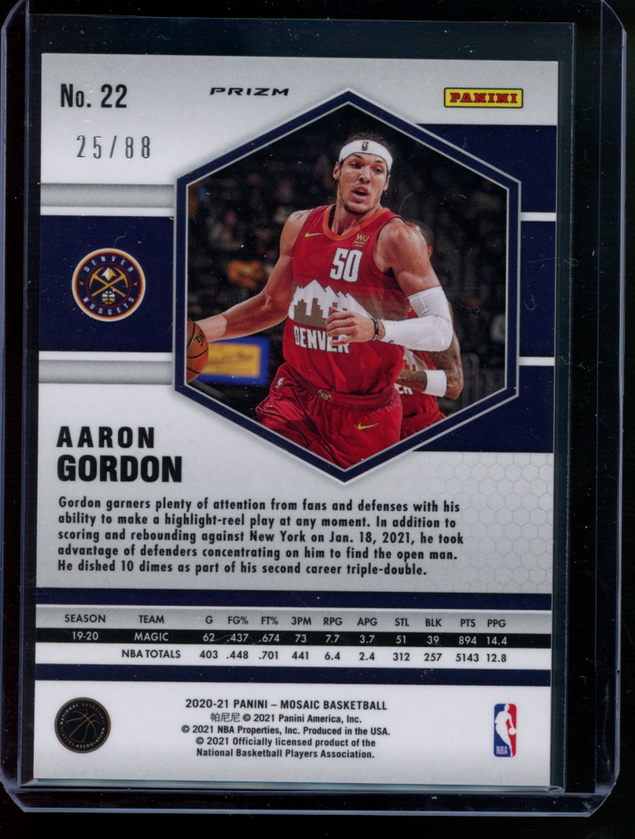 Aaron Gordon 2020-21 Panini Mosaic  Choice Fusion Red Yellow Prizm 25/88